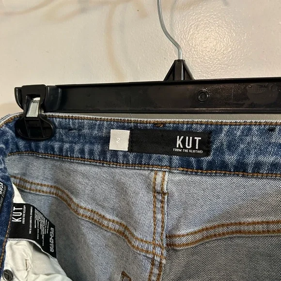 KUT from the Kloth Rosa High-Rise Ankle Straight Medium Wash Raw Hem Denim - Picture 6 of 10